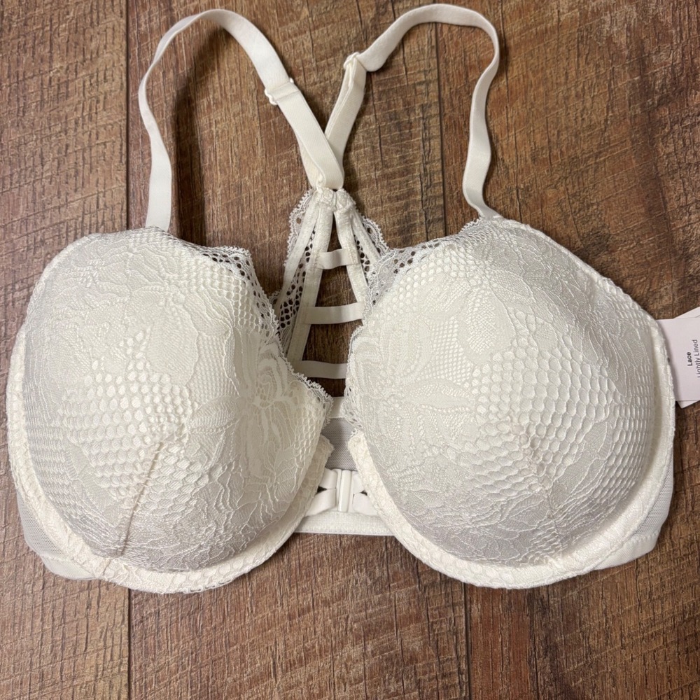 Auden 32DDD Lace Lightly Lined Racerback Bra Womens ivory NWT